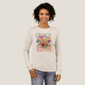 Blühende Gnade Florale Typografie Tri-Blend Shirt (Volle Vorderseite)