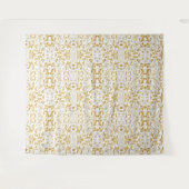 Blühende Goldblumenzweig auf weißem Hintergrund Wandteppich (Vorderseite (Horizontal))