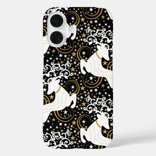 Blühende goldene Weihnachtsblume Hirsche Case-Mate iPhone Hülle (Rückseite)