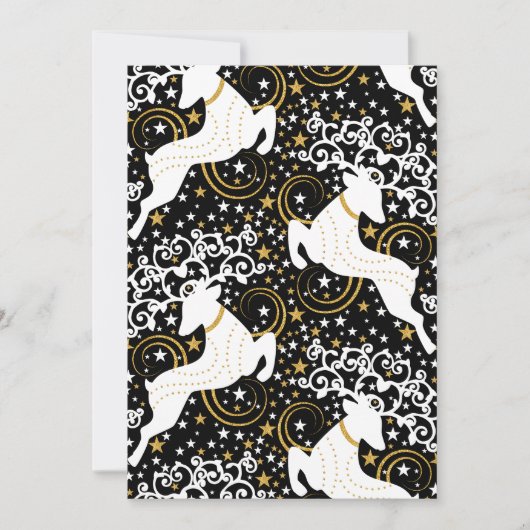 Blühende goldene Weihnachtsblume Hirsche Feiertagskarte (Vorderseite)