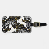 Blühende goldene Weihnachtsblume Hirsche Gepäckanhänger (Vorderseite horizontal)