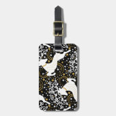 Blühende goldene Weihnachtsblume Hirsche Gepäckanhänger (Vorderseite vertikal)