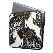 Blühende goldene Weihnachtsblume Hirsche Laptopschutzhülle (Vorderseite Links)