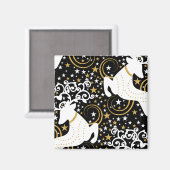 Blühende goldene Weihnachtsblume Hirsche Magnet (Vorderseite/Rückseite)