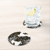 Blühende goldene Weihnachtsblume Hirsche Runder Pappuntersetzer (Vor Ort)