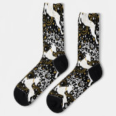 Blühende goldene Weihnachtsblume Hirsche Socken (Linkes Detail)
