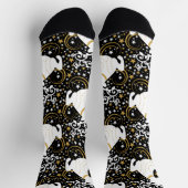 Blühende goldene Weihnachtsblume Hirsche Socken (Oben)