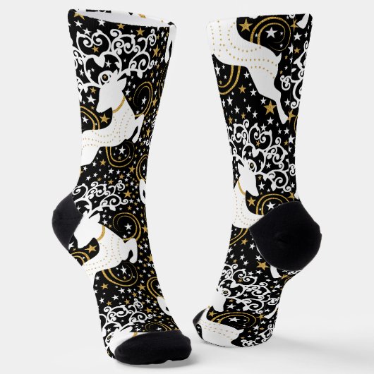 Blühende goldene Weihnachtsblume Hirsche Socken (Gewinkelt)