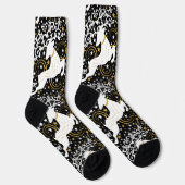 Blühende goldene Weihnachtsblume Hirsche Socken (Rechts)