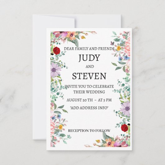 "Blühende Harmonie" Lebendige Multicolor-Blüte Save The Date (Vorderseite)