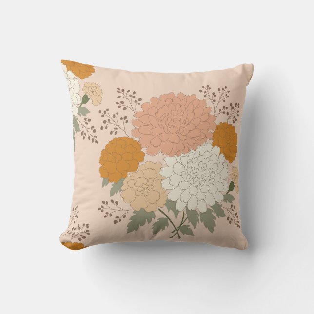 Blühende Harmonie Peach & Orange Kissen (Vorderseite)