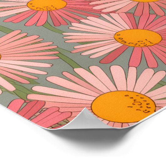 Blühende Harmonie - Retro Daisy Muster Poster (Ecke)
