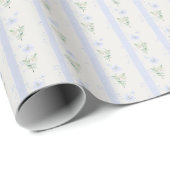 Blühende Heirloom-Blume Streifen Blaue Romance Geschenkpapier (Rolleneckpunkt)