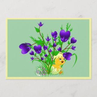 Blühende Herz-Ostern-Küken-Einladung Einladung