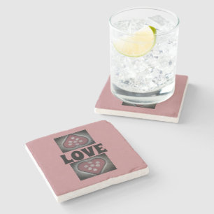 Blühende Herzen Steinuntersetzer