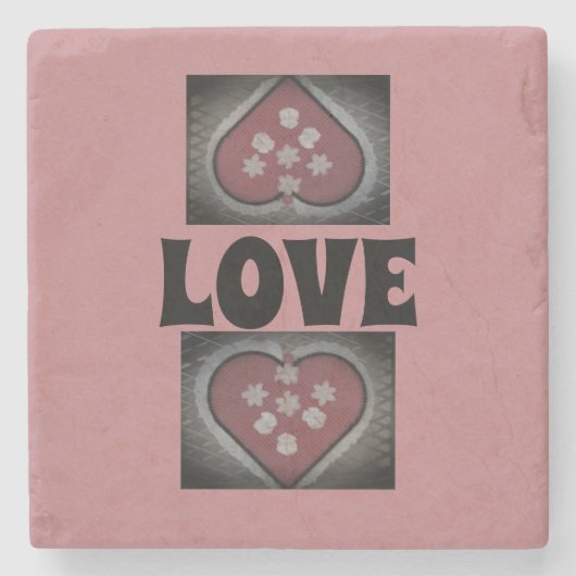 Blühende Herzen Steinuntersetzer (Vorderseite)