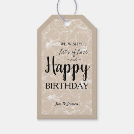 Blühende Hibisken Blumenhaut Taupe Geschenketikett Geschenkanhänger