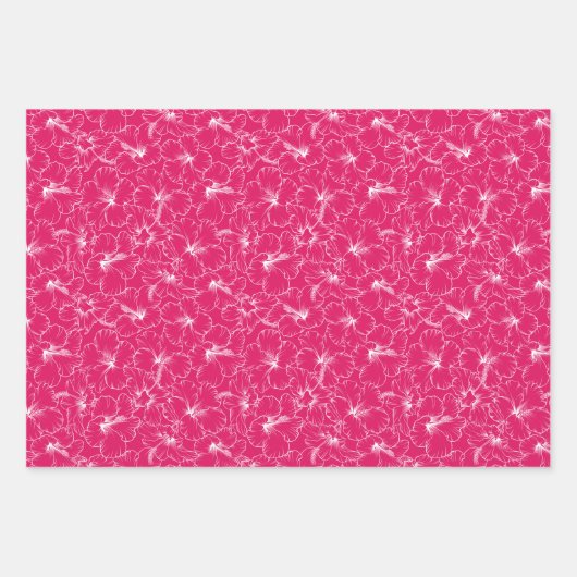 Blühende Hibiskus-Blume auf Rosa Geschenkpapier Set (Vorderseite 2)