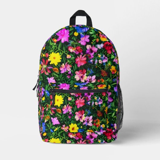 Blühende Hinterwege: Lebhafter floraler Rucksack (Vorderseite)