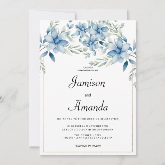 Blühende Hochzeit der Botanischen Marine Einladung (Vorderseite)