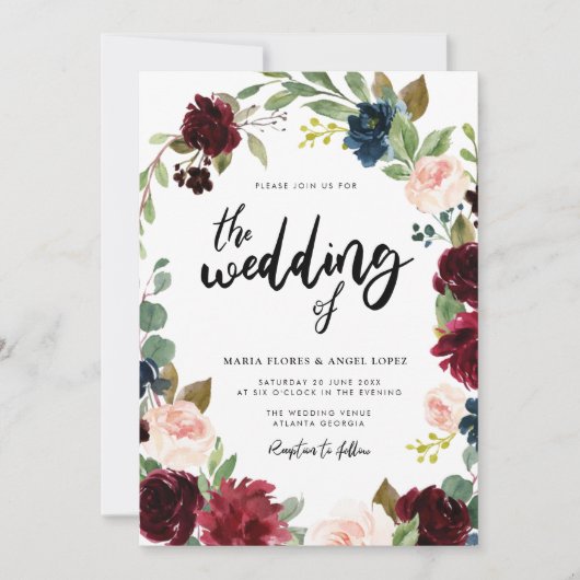 Blühende Hochzeit Einladung (Vorderseite)