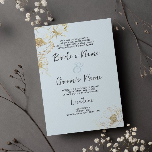 Blühende Hochzeit mit blühendem Glitzer Einladung