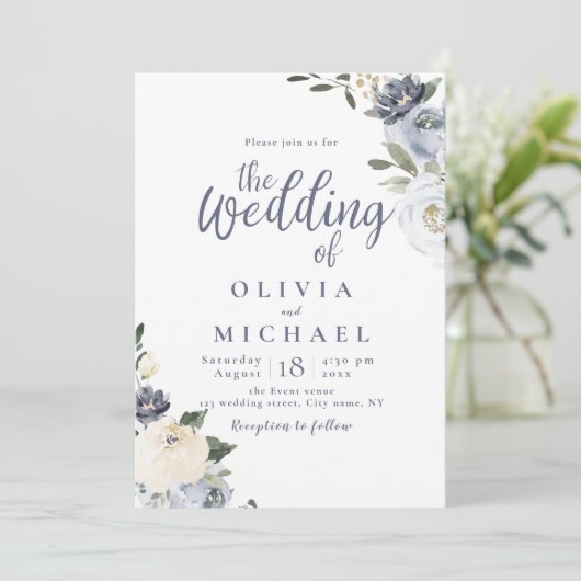 Blühende Hochzeit mit blühenden Blütenblüten Einladung (Stehend Vorderseite)