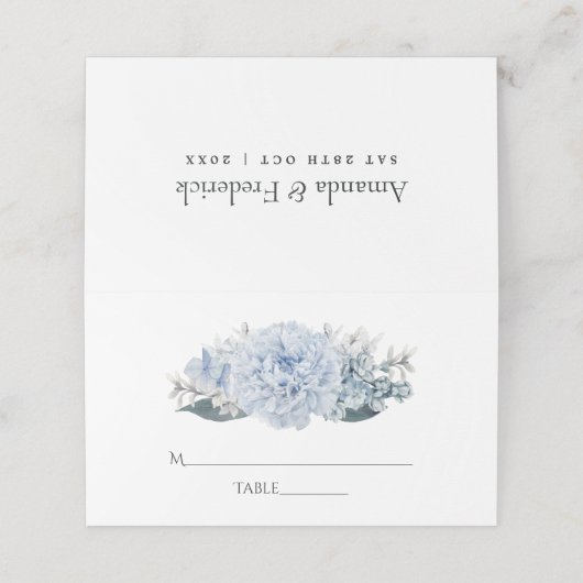 Blühende Hochzeit mit blühenden Wasserfarben Platzkarte (Außenseite Aufgefaltet)
