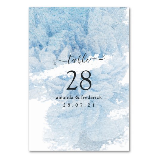 Blühende Hochzeit mit blühenden Wasserfarben Tischnummer (Rückseite)
