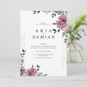 Blühende Hochzeit mit grüner Rose Einladung (Stehend Vorderseite)