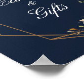 Blühende Hochzeitsnacht Blaue Karten & Geschenkzei Poster (Ecke)