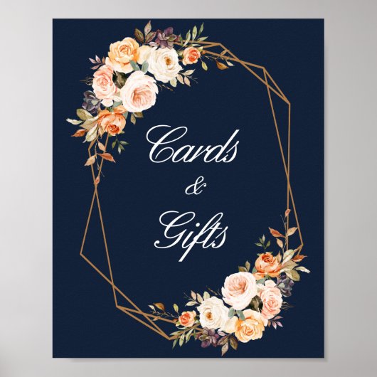 Blühende Hochzeitsnacht Blaue Karten & Geschenkzei Poster (Vorne)