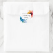 Blühende Hochzeitstickerin Quadratischer Aufkleber (Tasche)