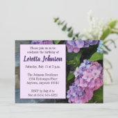 Blühende Hydrangea Geburtstagsparty Einladung (Stehend Vorderseite)
