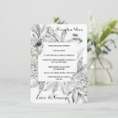 Blühende Hydrangeas Flat Wedding Menü Beilage Menükarte (Stehend Vorderseite)