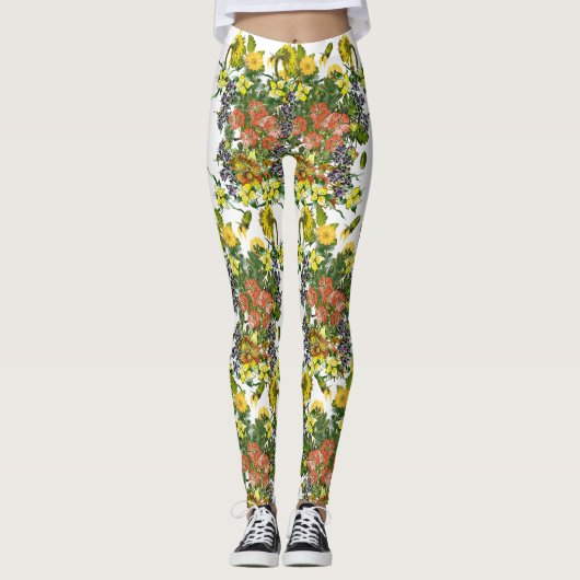 Blühende Illustrationen Leggings (Vorderseite)