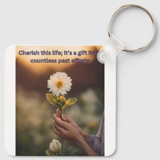 Blühende Inspiration: Square Schlüsselanhänger (Rückseite)