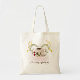 Blühende Kaffezeit Florale Ästhetik-Tasche Tragetasche