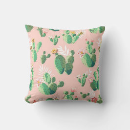 Blühende Kakteen im rosa Hintergrund Kissen