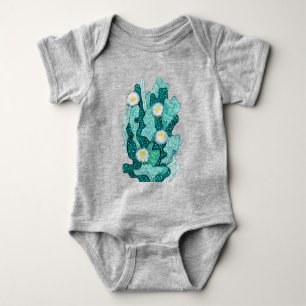 Blühende Kakteen Sukkulente Blume Türkis Baby Strampler