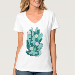 Blühende Kakteen Sukkulente Blume Türkis T-Shirt