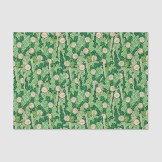 Blühende Kakteen sukkulente grüne Tarnmuster Seidenpapier (Vorderseite)