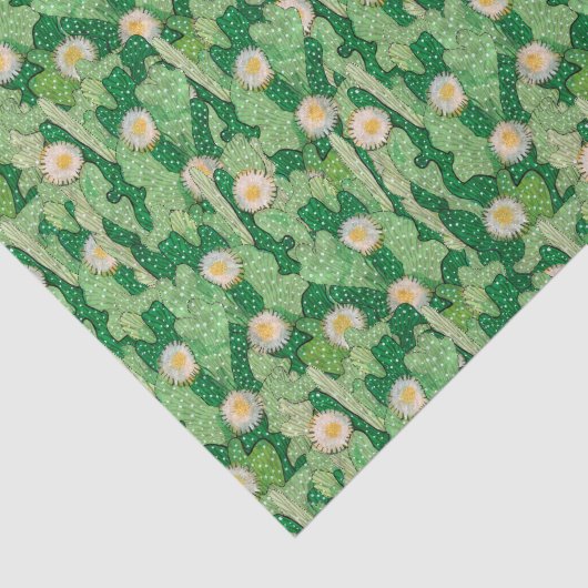 Blühende Kakteen sukkulente grüne Tarnmuster Seidenpapier (Ausschnitt)