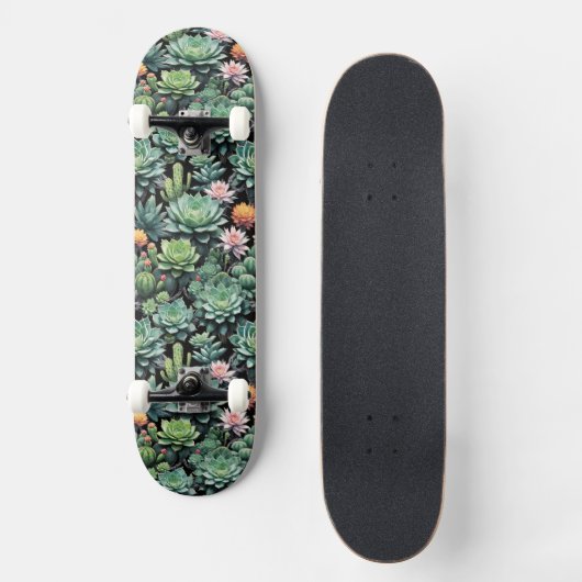 Blühende Kakteen und Sukkulente Skateboard (Vorderseite)