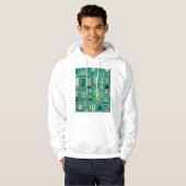 Blühende Kakteen Vintager grüner Hintergrund Hoodie (Vorne ganz)