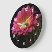 Blühende Kaktus-Freude Große Wanduhr (Winkel)