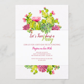 Blühende Kaktus-Geburtstags-Party Einladung