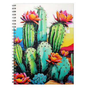 Blühende Kaktus, Wüstenkunst   Notebook-Journal Notizblock