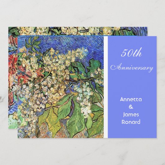 Blühende Kastanienzweige, Van Gogh. Einladung (Vorne/Hinten)