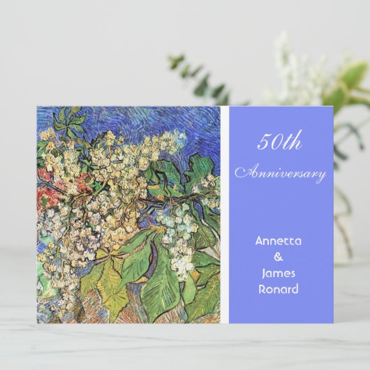 Blühende Kastanienzweige, Van Gogh. Einladung (Stehend Vorderseite)